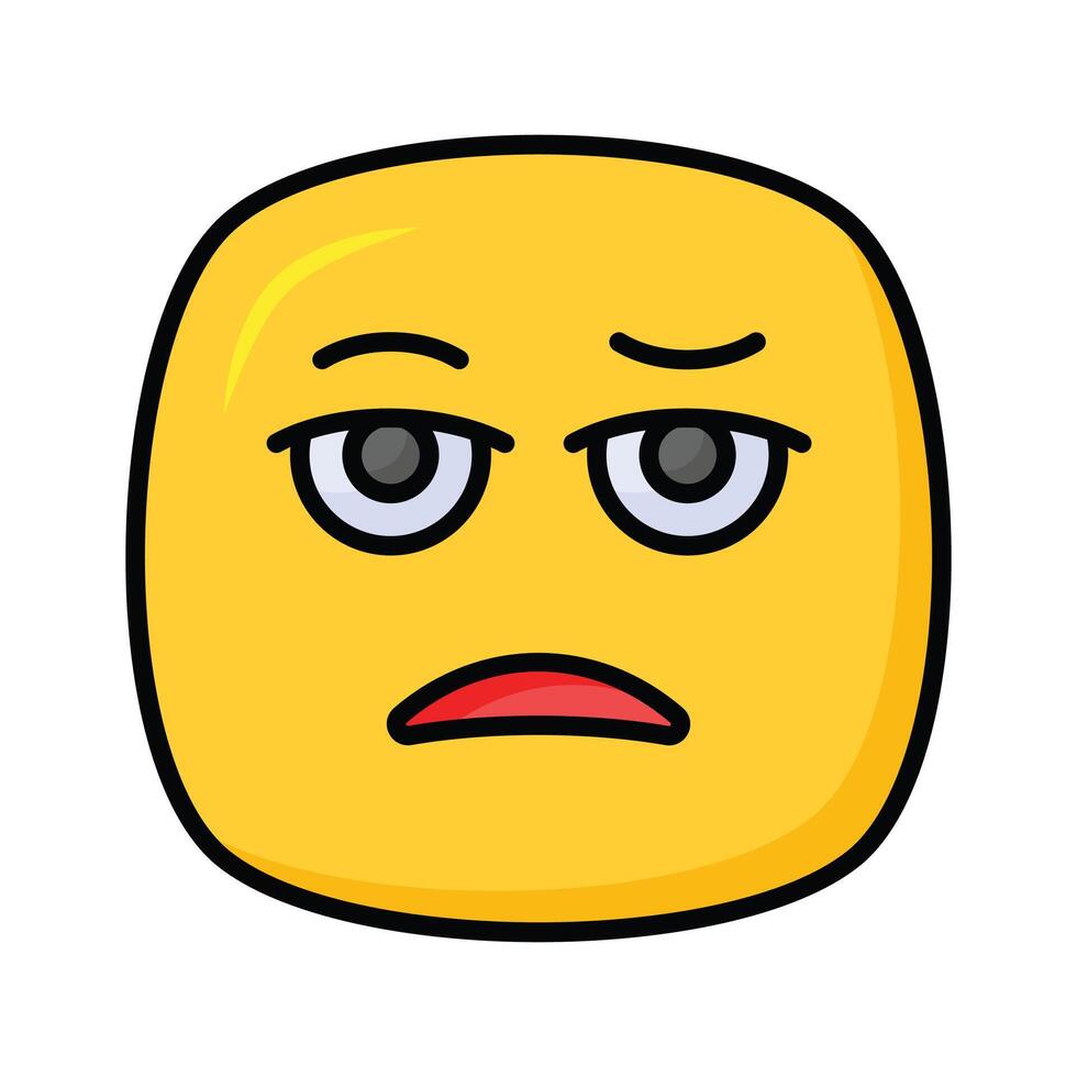 Bored face expression, icon of bored emoji, premium vector