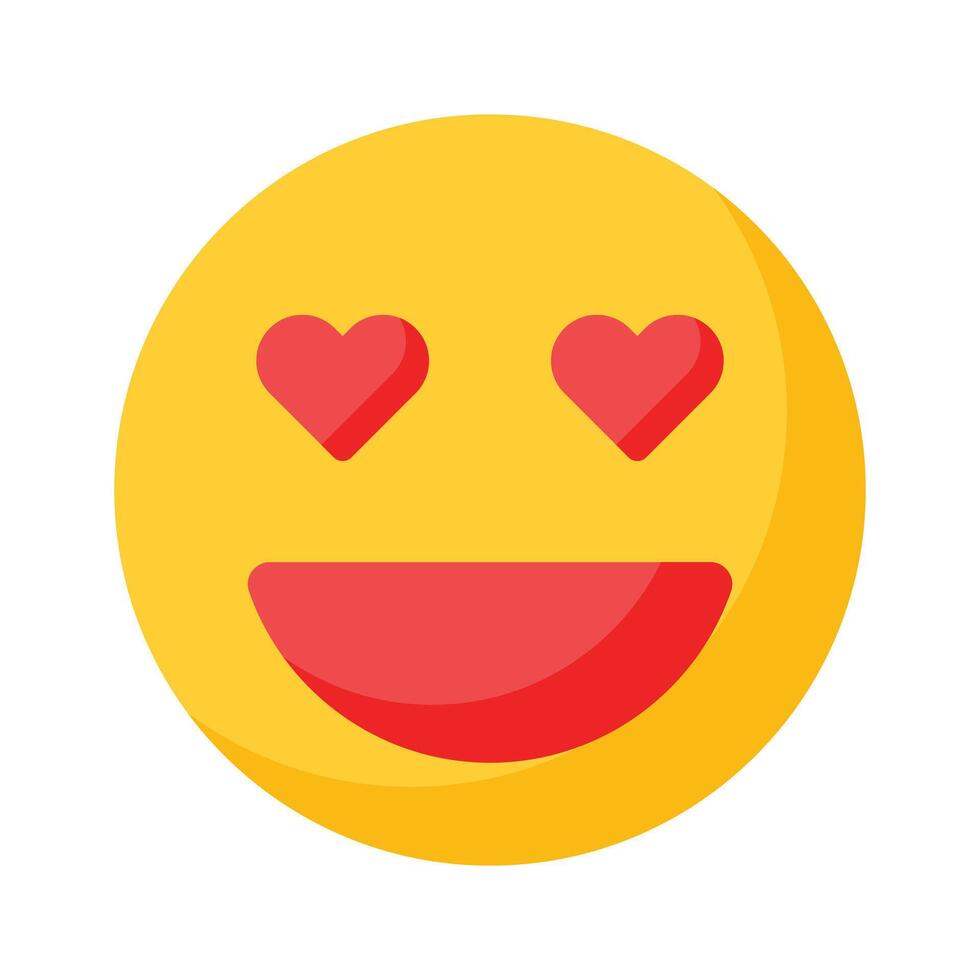 Happy face with heart symbols on eyes, concept icon of in love emoji vector