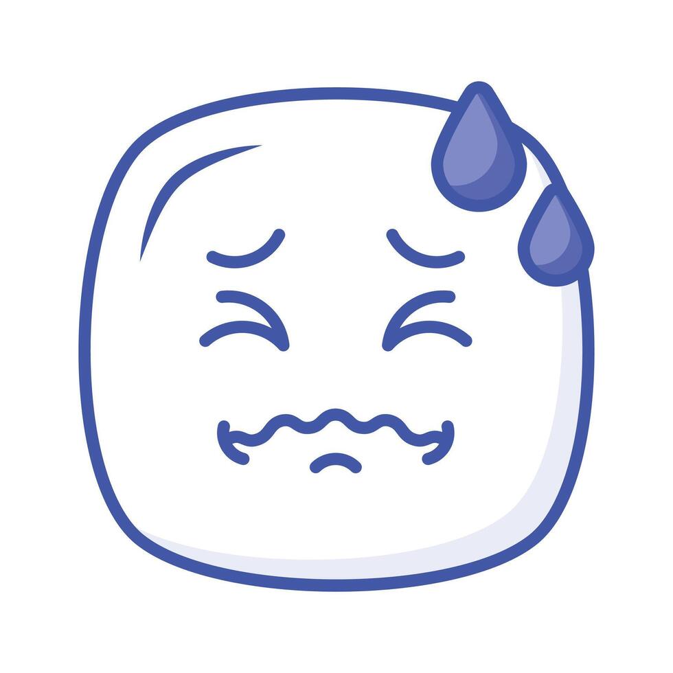 Painful expression, trendy icon of pain emoji, editable vector