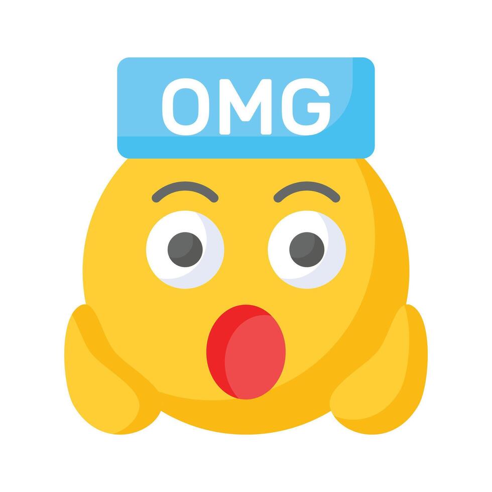 Oh My God expression emoji design, editable vector