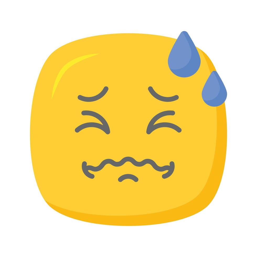 Painful expression, trendy icon of pain emoji, editable vector