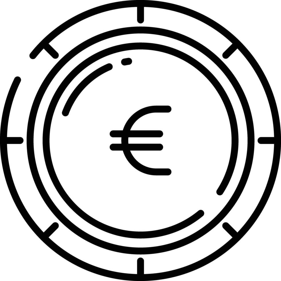 Euro coin outline illustration vector