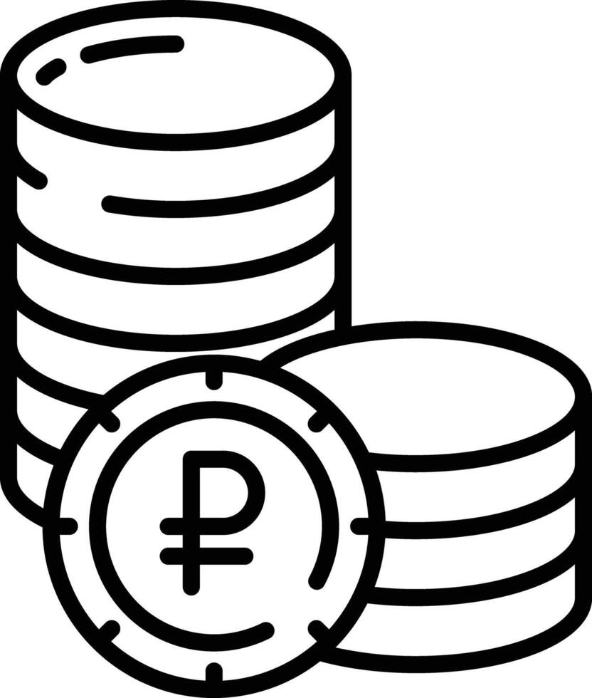 Ruble coin outline illustration vector