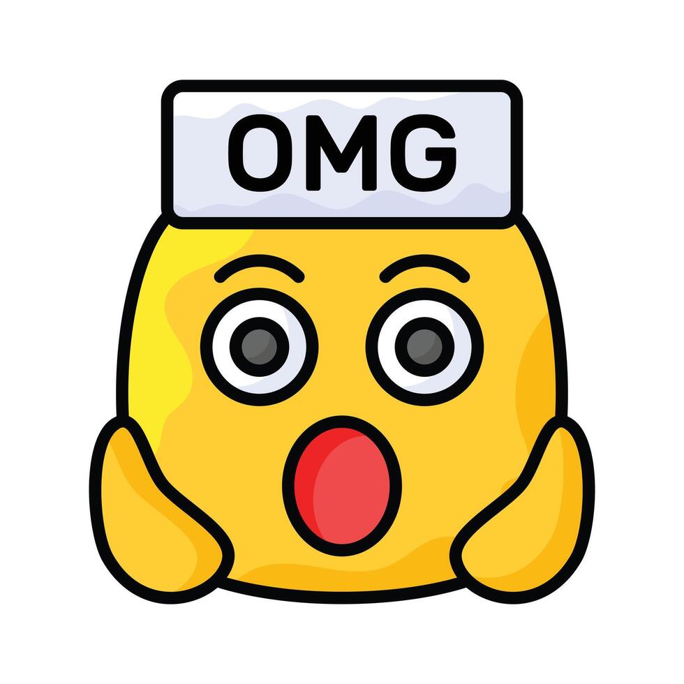 Oh My God expression emoji design, editable vector