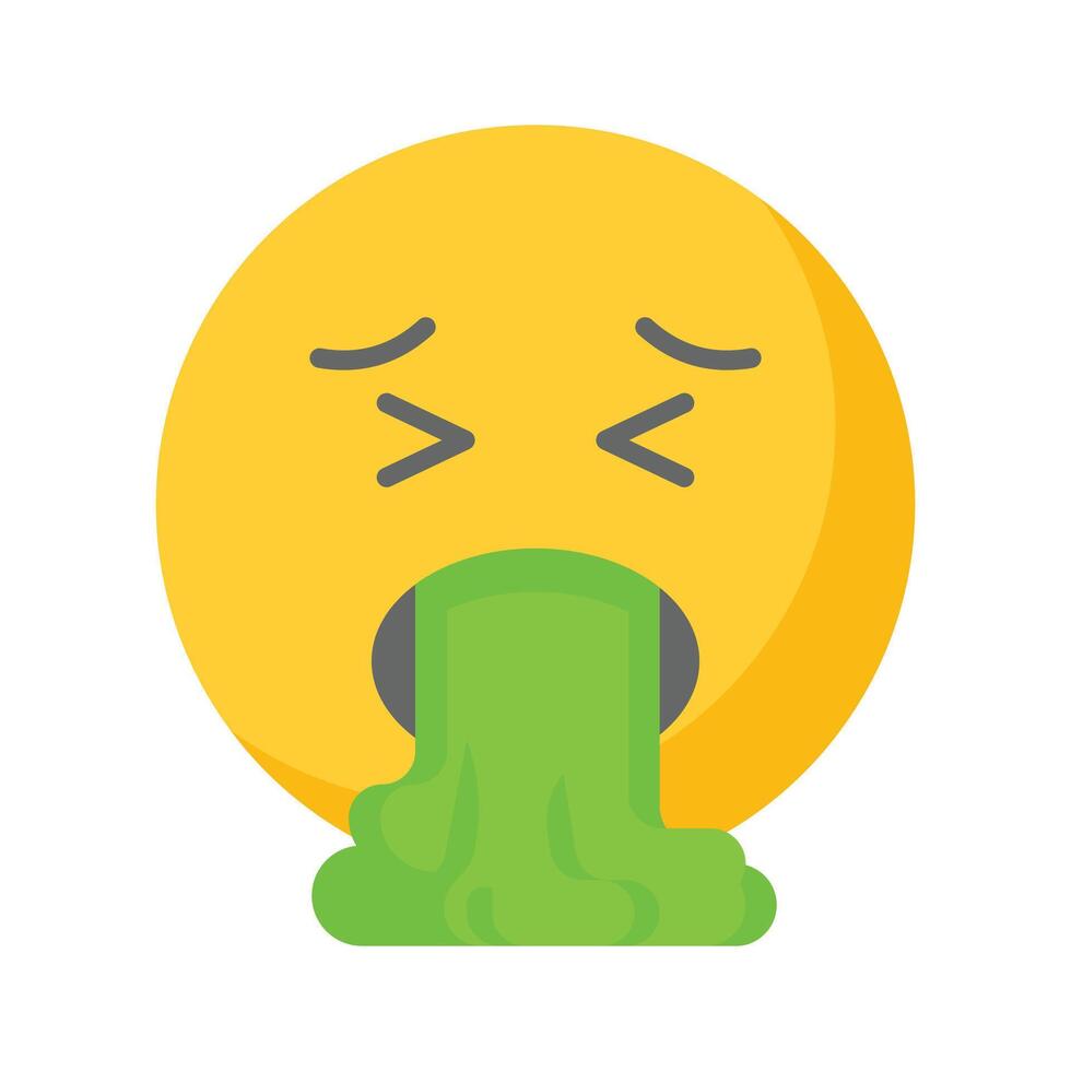 Get your hands on this trendy vomiting emoji icon design vector