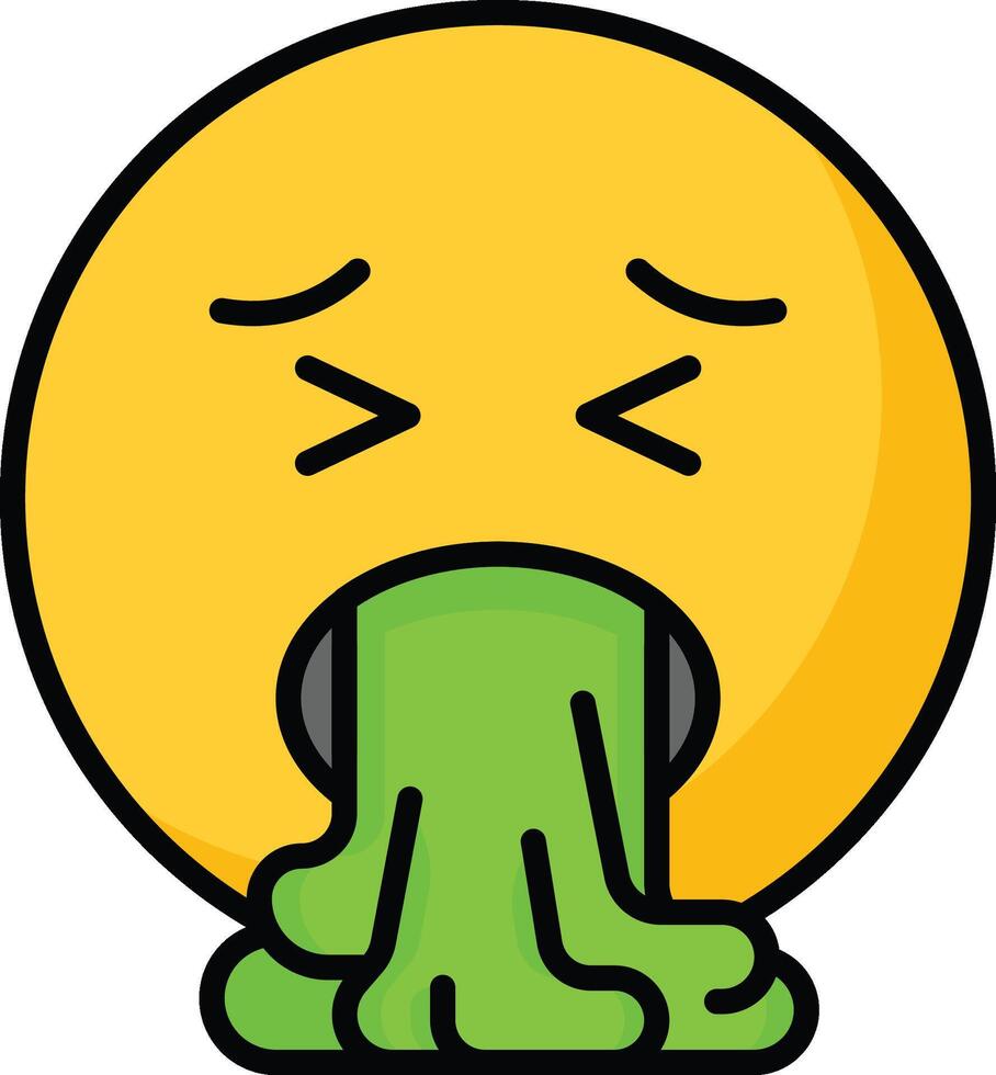 Get your hands on this trendy vomiting emoji icon design vector
