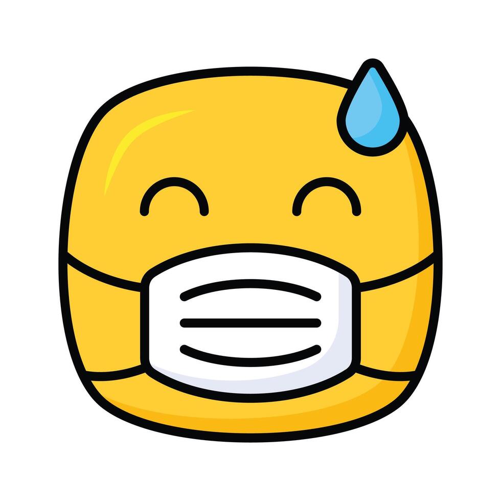 Ill emoji design, face mask on emoji face vector