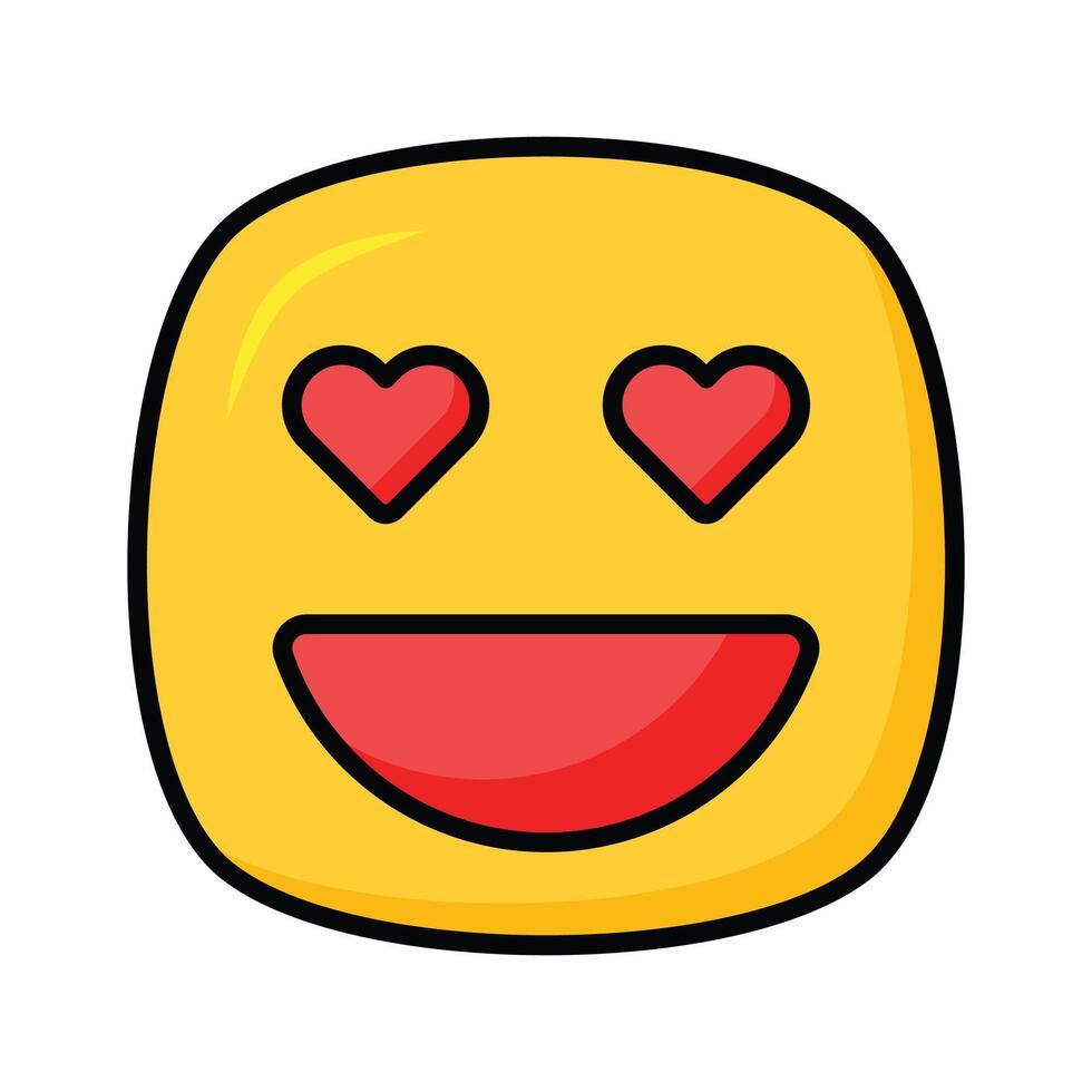 Happy face with heart symbols on eyes, concept icon of in love emoji vector