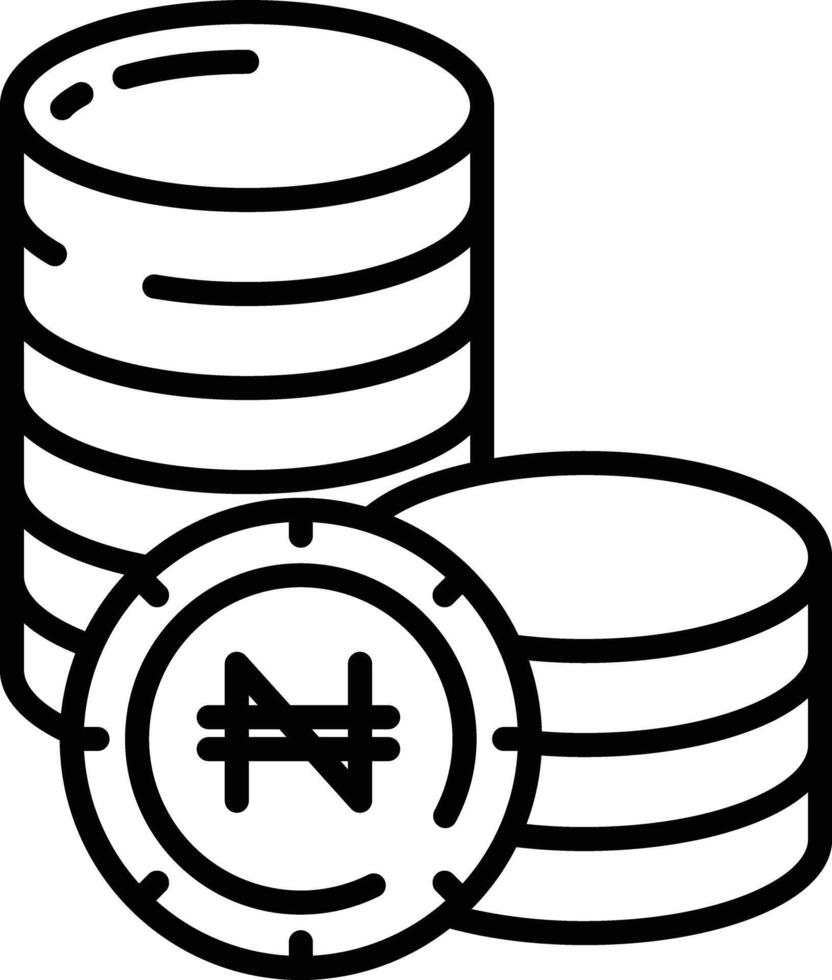 Naira coin outline illustration vector