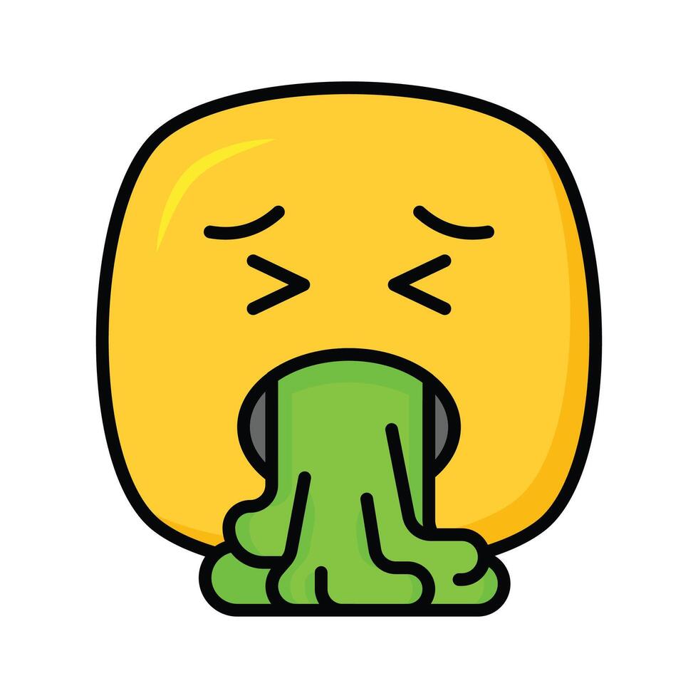 Get your hands on this trendy vomiting emoji icon design vector