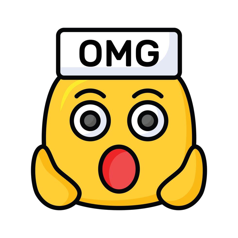 Oh My God expression emoji design, editable vector