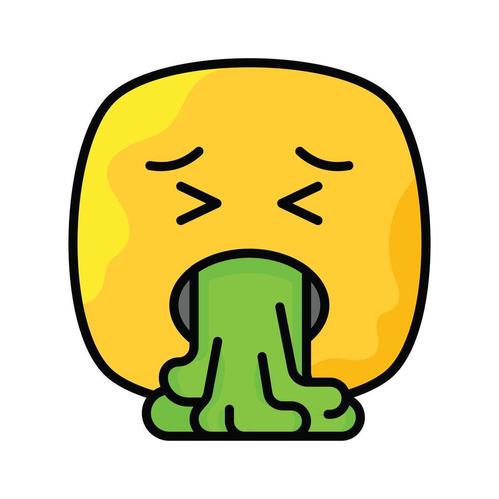 Get your hands on this trendy vomiting emoji icon design vector