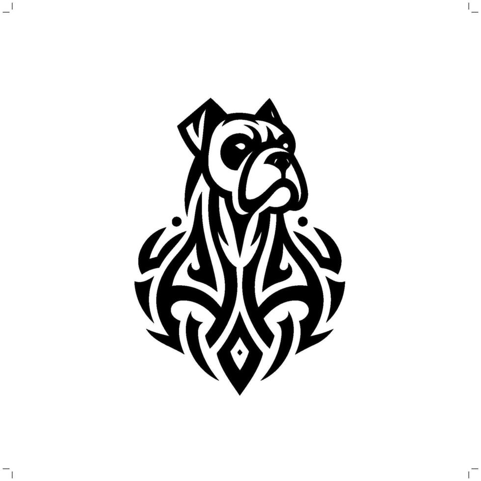 boxer dog in modern tribal tattoo, abstract line art of animals, minimalist contour. vector