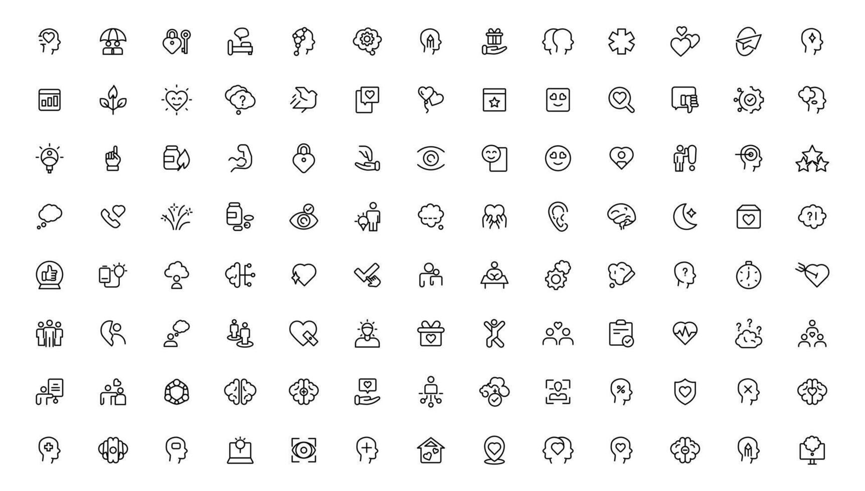 Psychology and mental line icons collection. Thin outline icon. vector