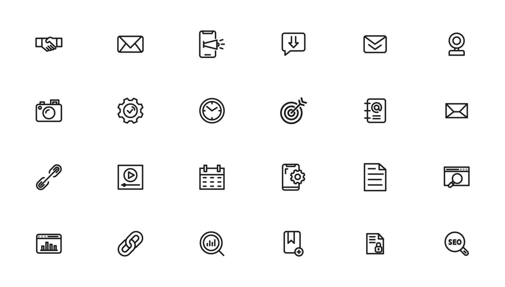 Search Engine Optimization and web development. Thin line web icon collection vector