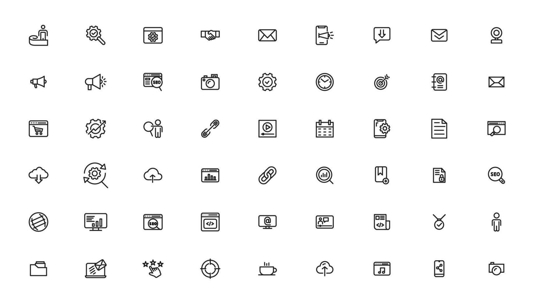 Search Engine Optimization and web development. Thin line web icon collection vector
