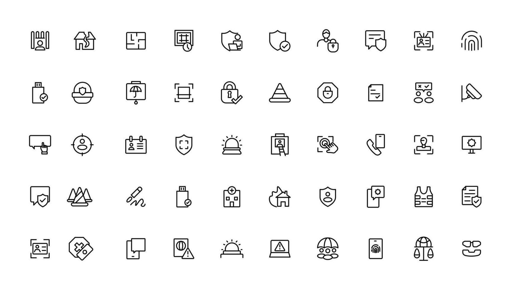 Security line icons set. Cyber lock, unlock, password. Guard, shield, home security system icons. Eye access, electronic check, firewall. Internet protection, laptop password.Outline icon. vector