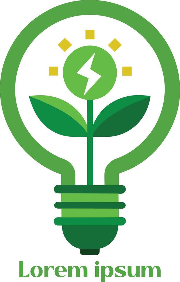 renovable energía recursos logo ligero bulbo con planta en eso eco simpático energía logo vector