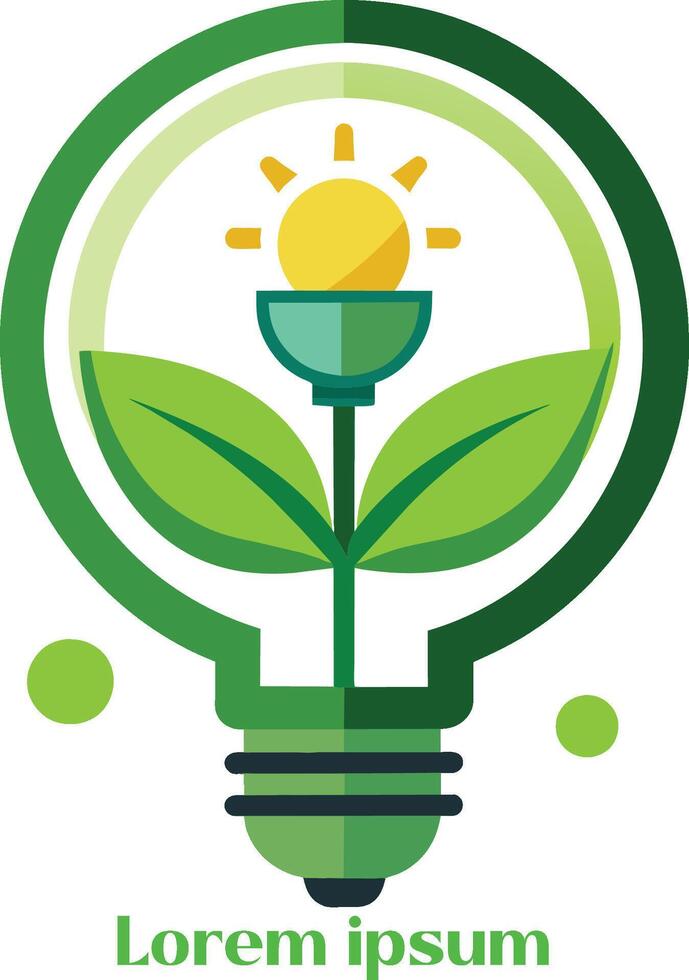 Renewable Energy Resources Logo Light Bulb with Plant in It Eco Friendly Energy Logo vector