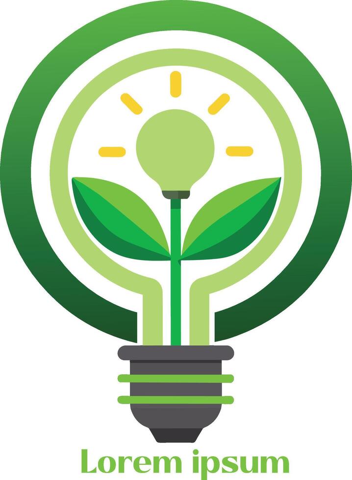 Renewable Energy Resources Logo Light Bulb with Plant in It Eco Friendly Energy Logo vector