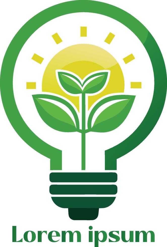 Renewable Energy Resources Logo Light Bulb with Plant in It Eco Friendly Energy Logo vector