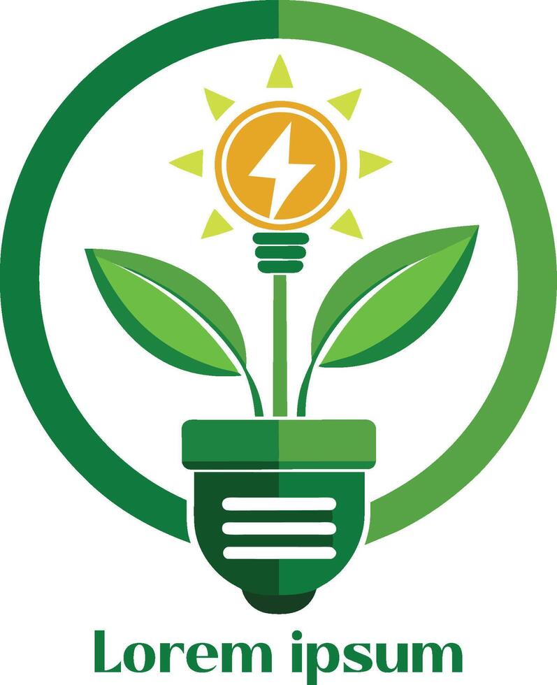 renovable energía recursos logo ligero bulbo con planta en eso eco simpático energía logo vector