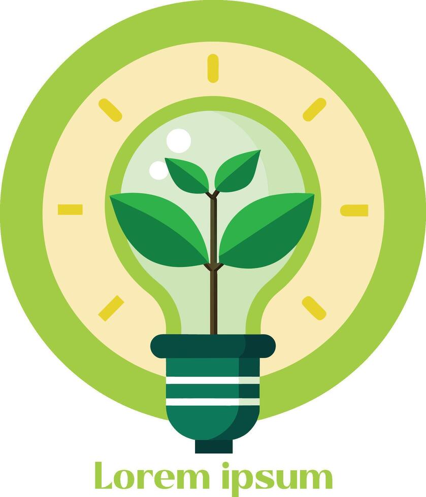 Renewable Energy Resources Logo Light Bulb with Plant in It Eco Friendly Energy Logo vector