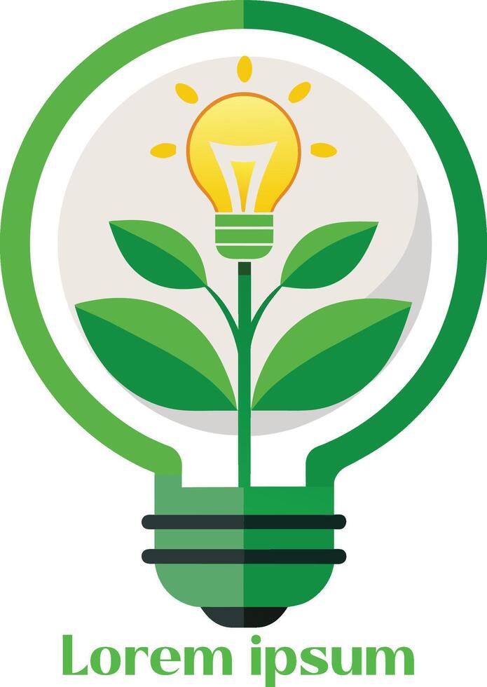 Renewable Energy Resources Logo Light Bulb with Plant in It Eco Friendly Energy Logo vector