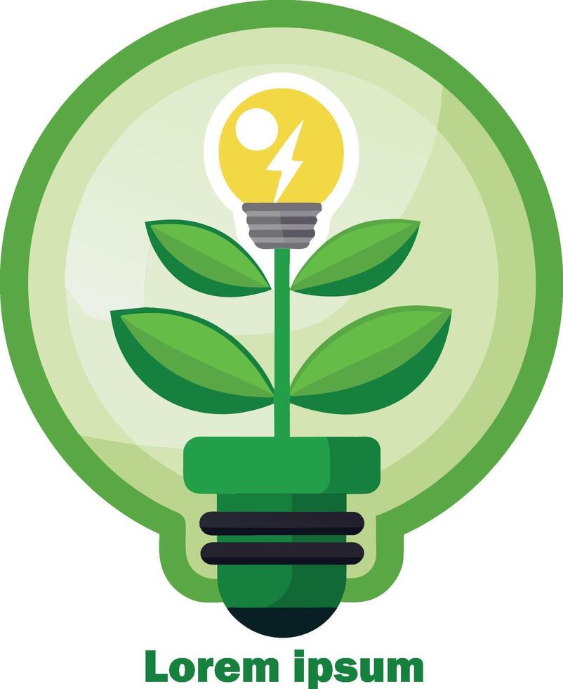 Renewable Energy Resources Logo Light Bulb with Plant in It Eco Friendly Energy Logo vector