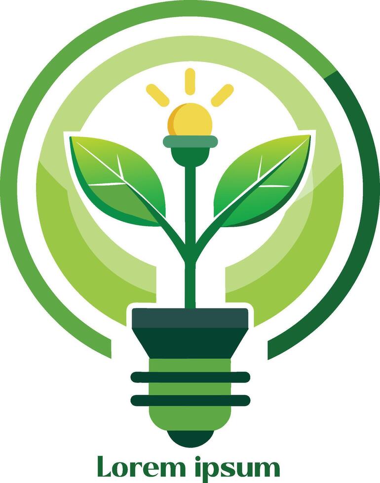 renovable energía recursos logo ligero bulbo con planta en eso eco simpático energía logo vector