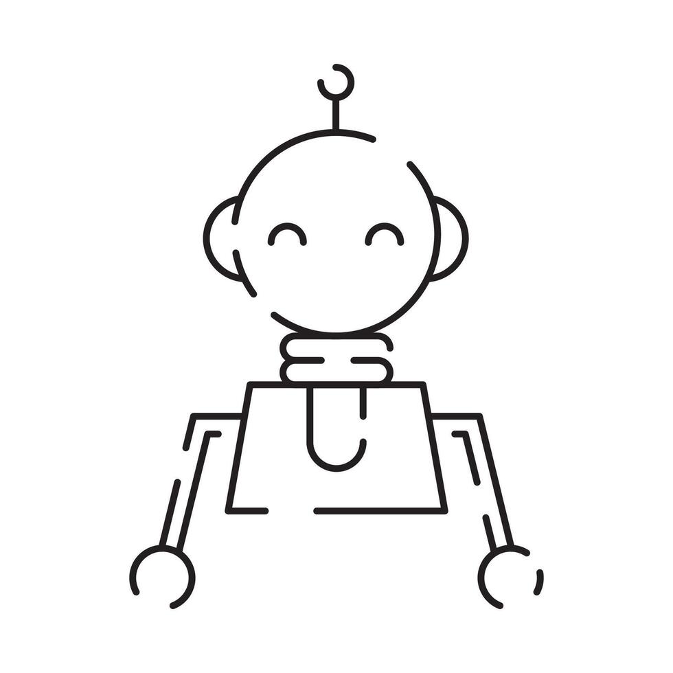 Chatbot line icon. Humanoid robot. Personal voice assistance. Smart speaker artificial intelligence. Technology sign. vector