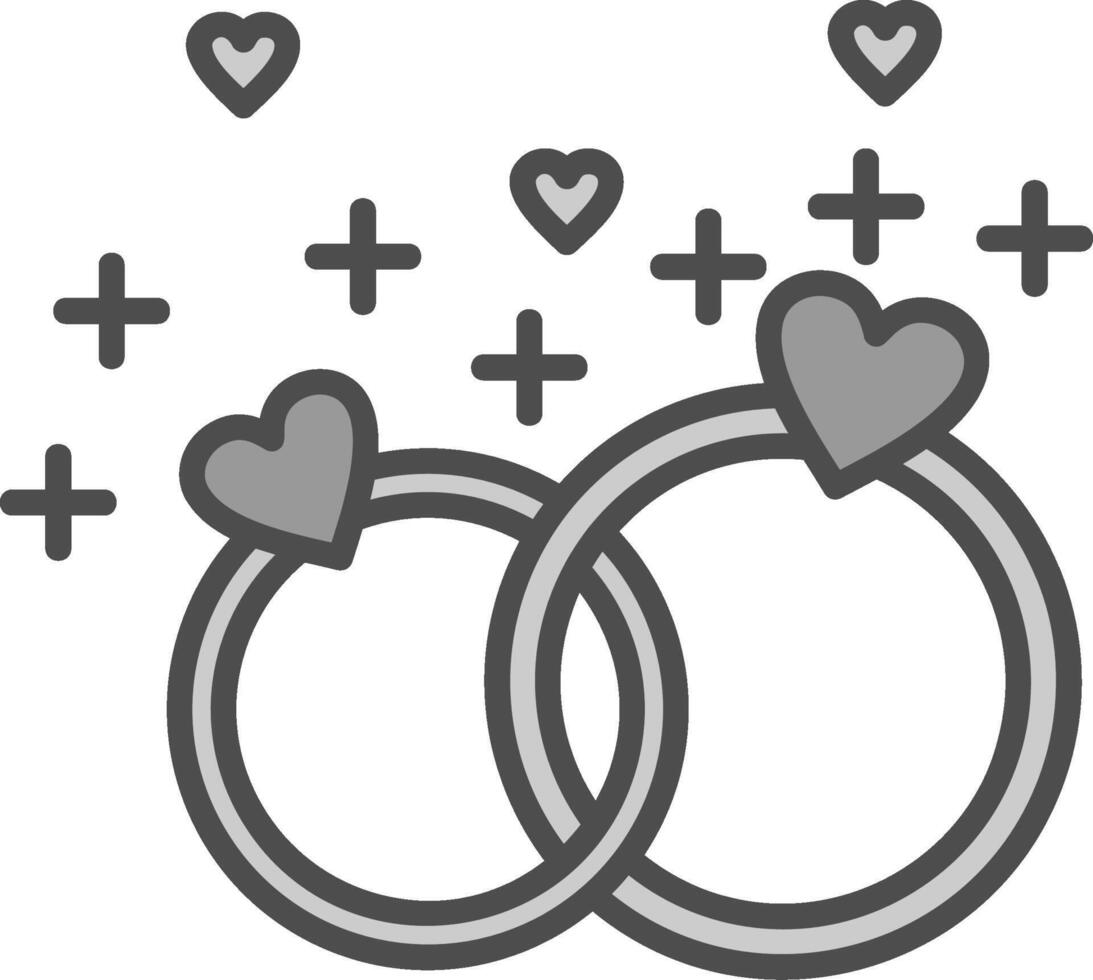 Wedding Rings Line Filled Greyscale Icon Design vector