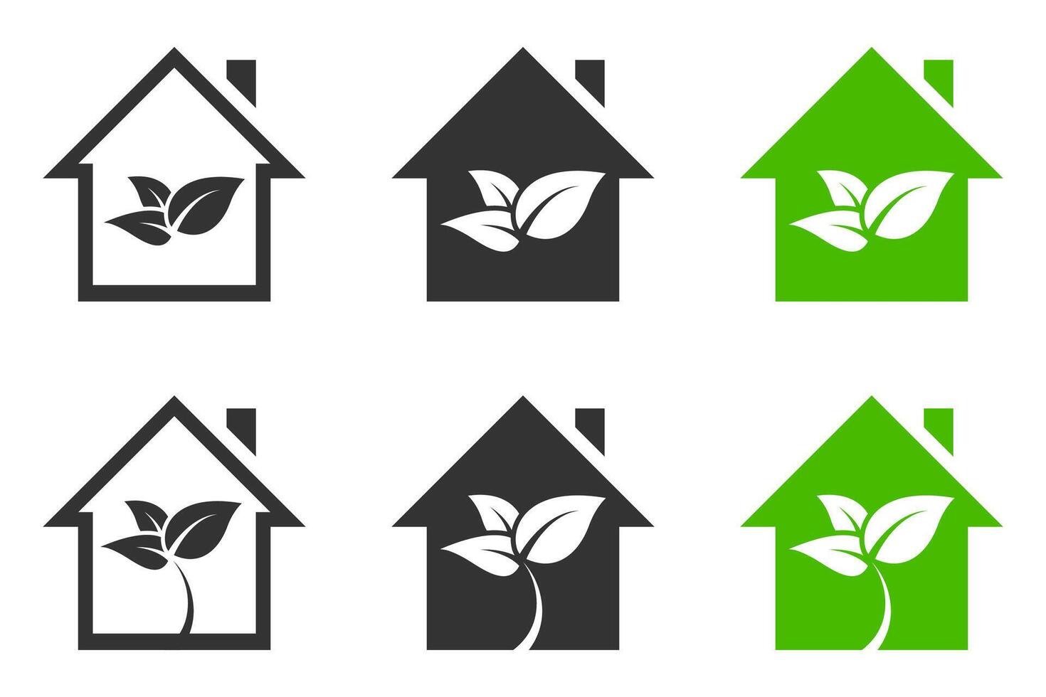 Eco home icon set. illustration. vector
