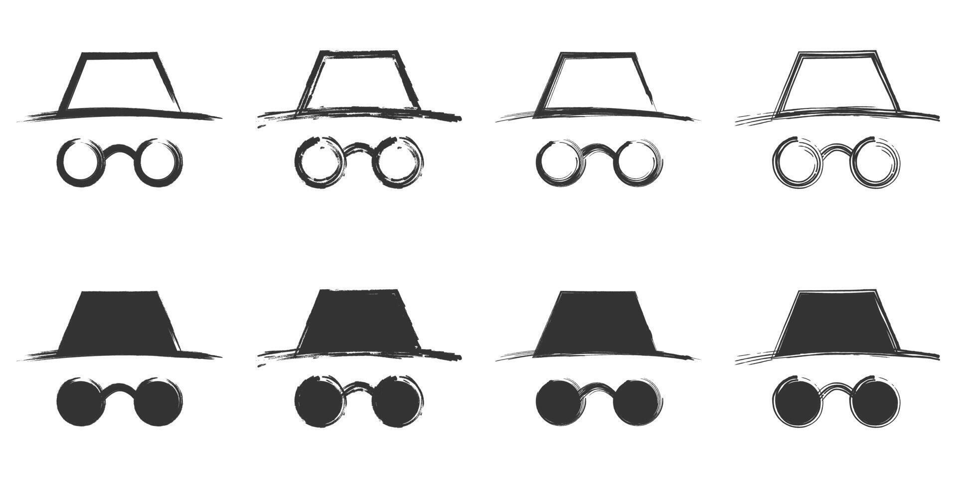 Hand drawn spy icon set. illustration. vector