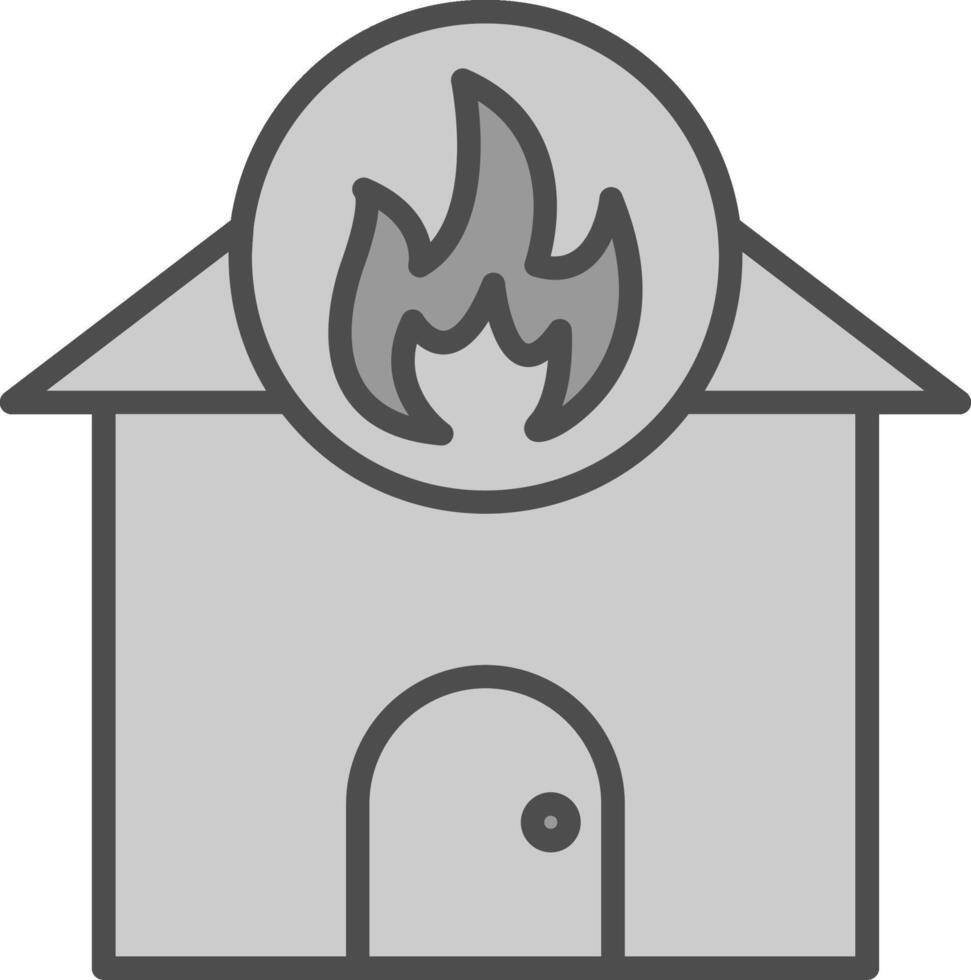 hogar fuego línea lleno escala de grises icono diseño vector