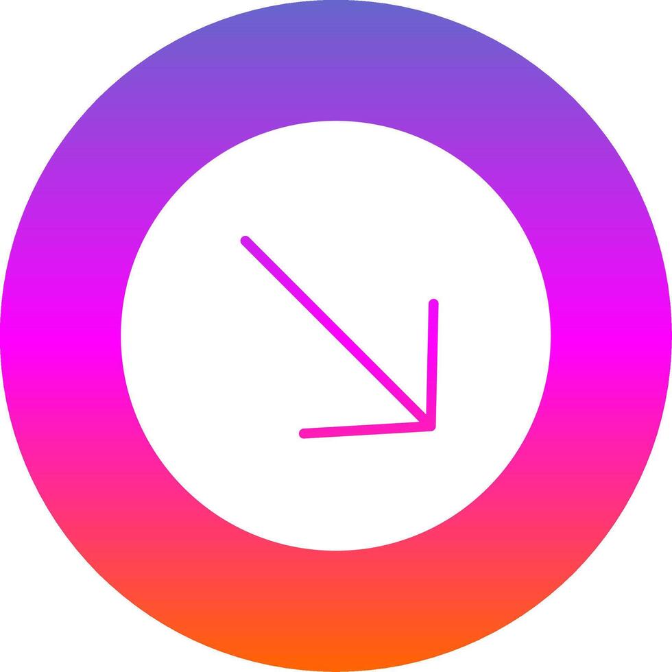 Down Right Arrow Glyph Gradient Circle Icon Design vector