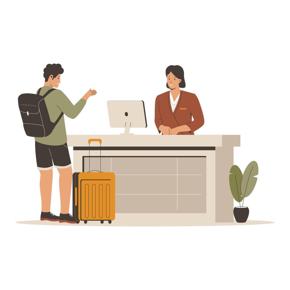 Hotel reception illustration vector