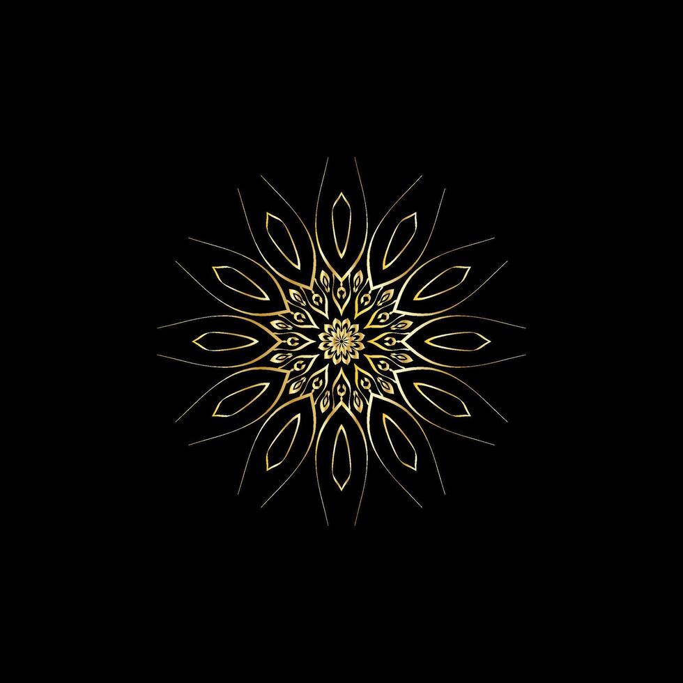 Mandala. Gold decorative element. Picture for coloring. Abstract circular ornament with stylized leaves vector