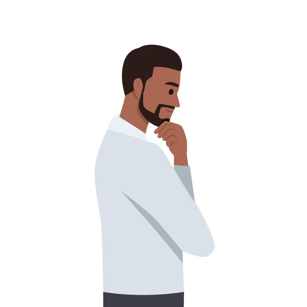 Young Business man standing and thinking. vector