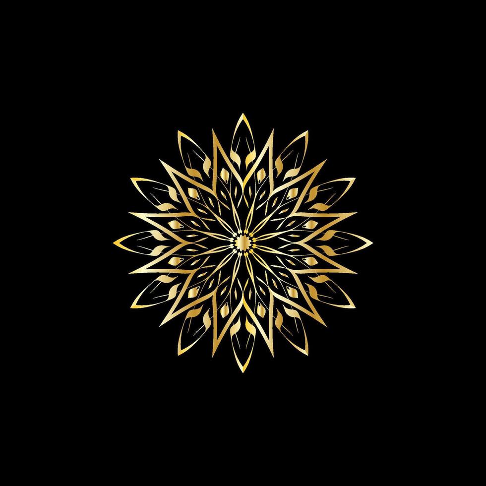 Mandala. Gold decorative element. Picture for coloring. Abstract circular ornament with stylized leaves vector