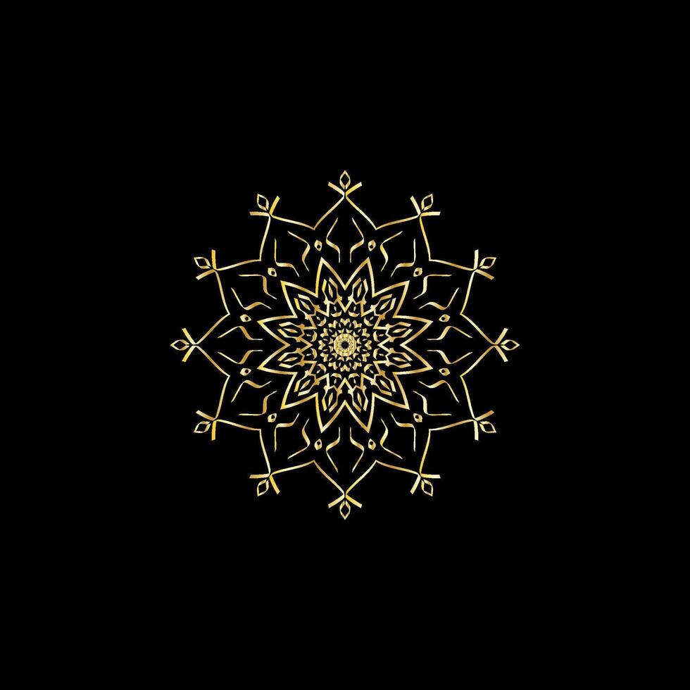 Mandala. Gold decorative element. Picture for coloring. Abstract circular ornament with stylized leaves vector