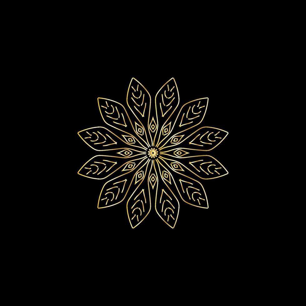 Mandala. Gold decorative element. Picture for coloring. Abstract circular ornament with stylized leaves vector