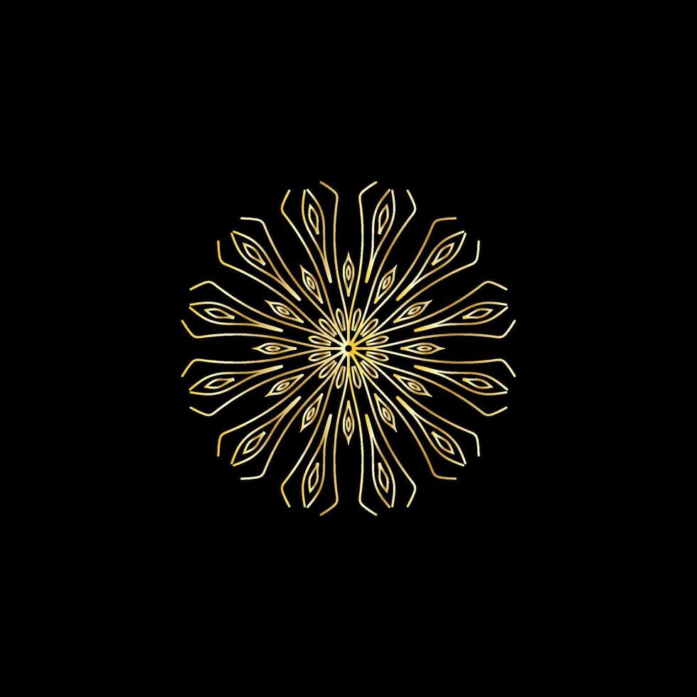 Mandala. Gold decorative element. Picture for coloring. Abstract circular ornament with stylized leaves vector