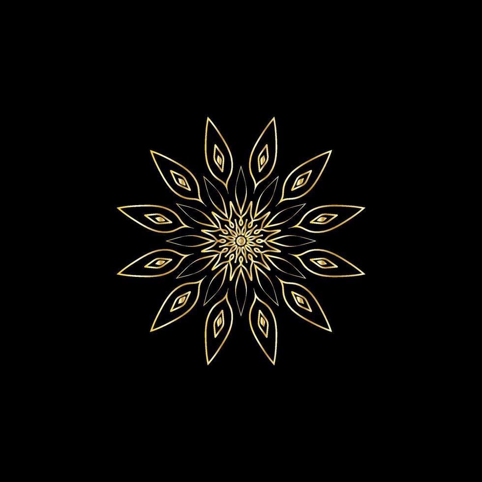 Mandala. Gold decorative element. Picture for coloring. Abstract circular ornament with stylized leaves vector