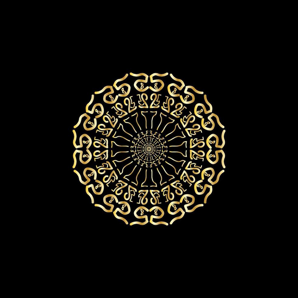 Mandala. Gold decorative element. Picture for coloring. Abstract circular ornament with stylized leaves vector