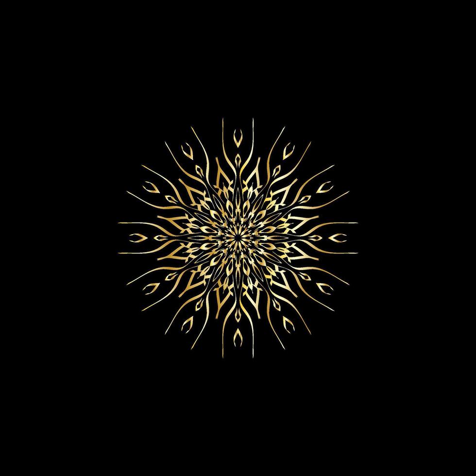 Mandala. Gold decorative element. Picture for coloring. Abstract circular ornament with stylized leaves vector