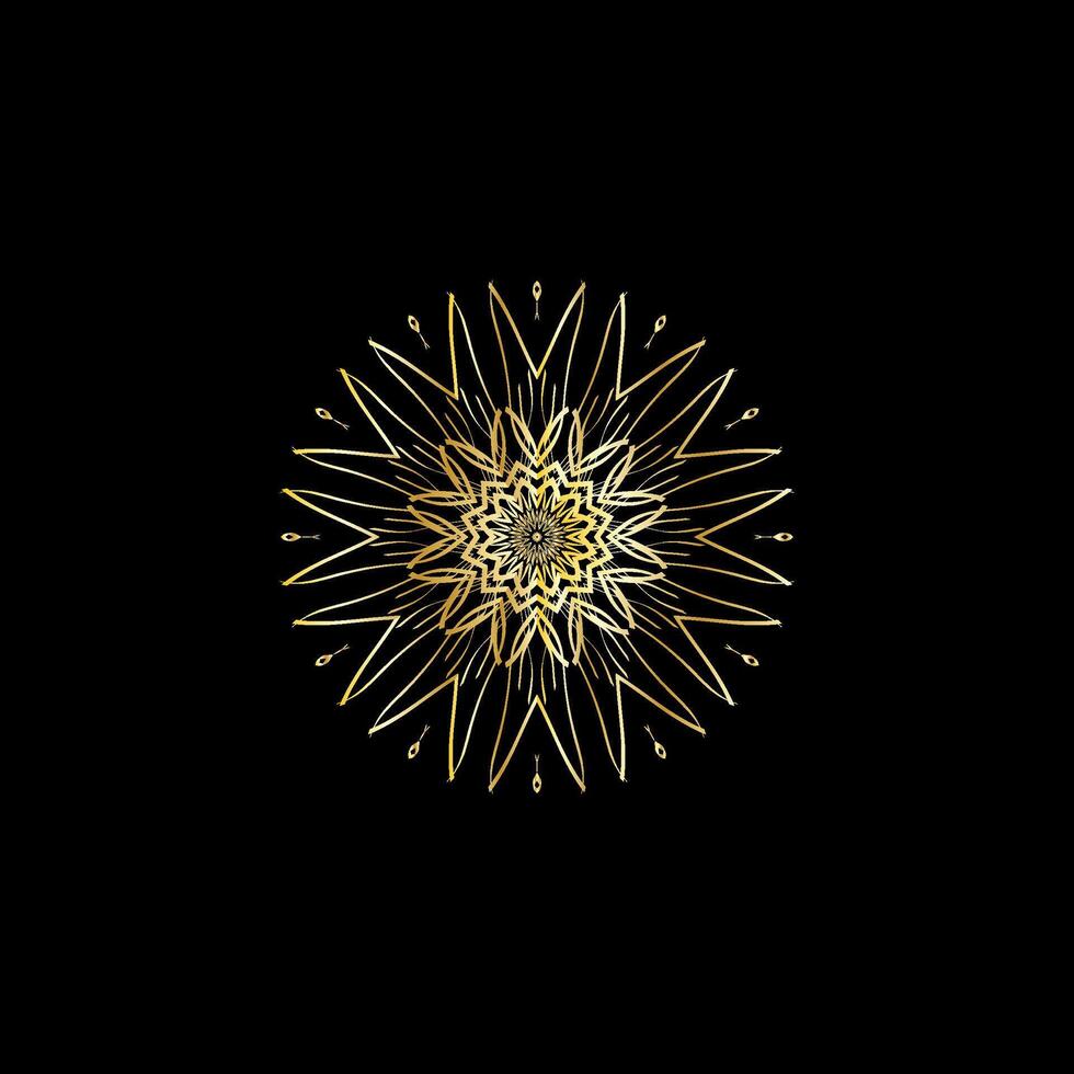 Mandala. Gold decorative element. Picture for coloring. Abstract circular ornament with stylized leaves vector