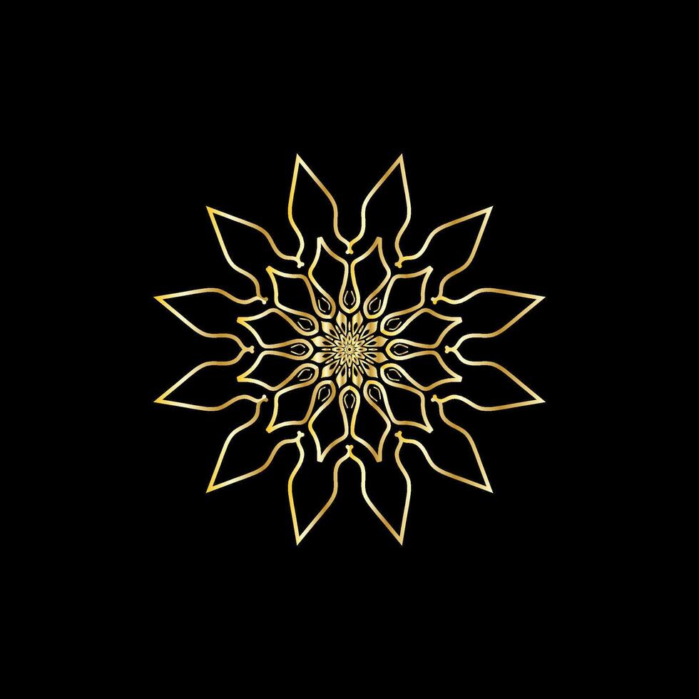 Mandala. Gold decorative element. Picture for coloring. Abstract circular ornament with stylized leaves vector