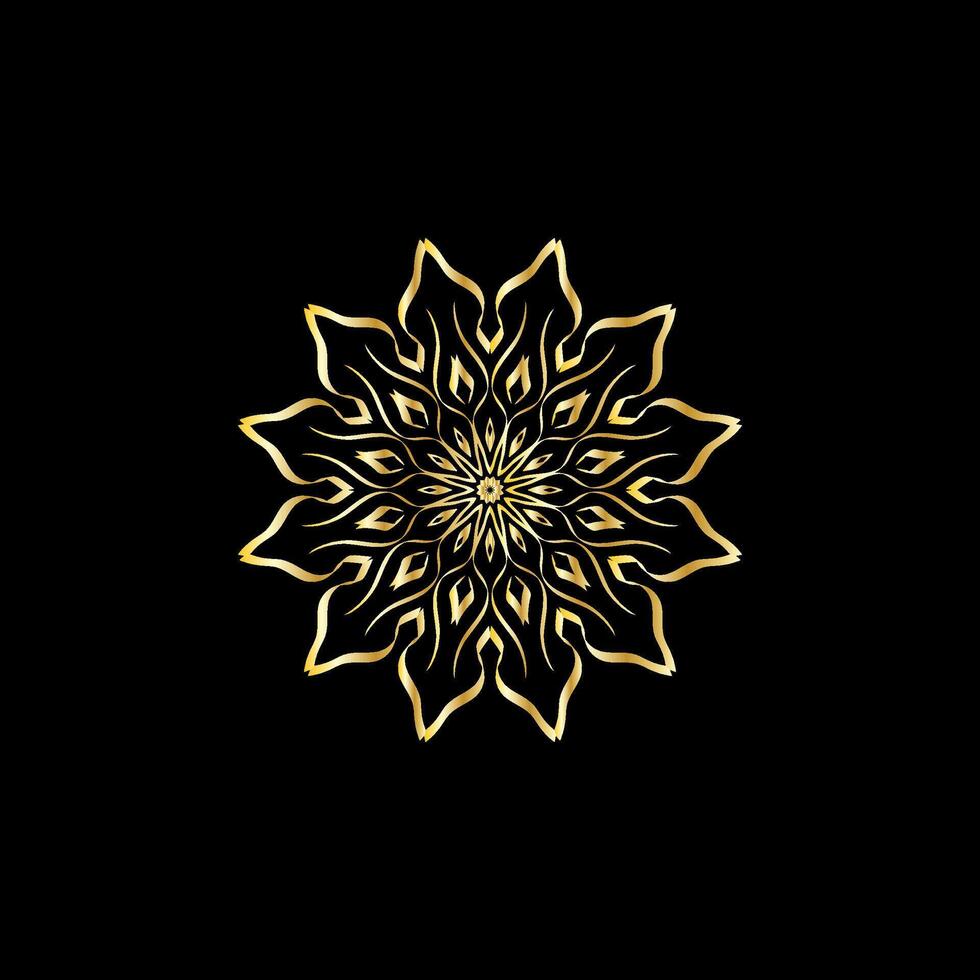 Mandala. Gold decorative element. Picture for coloring. Abstract circular ornament with stylized leaves vector