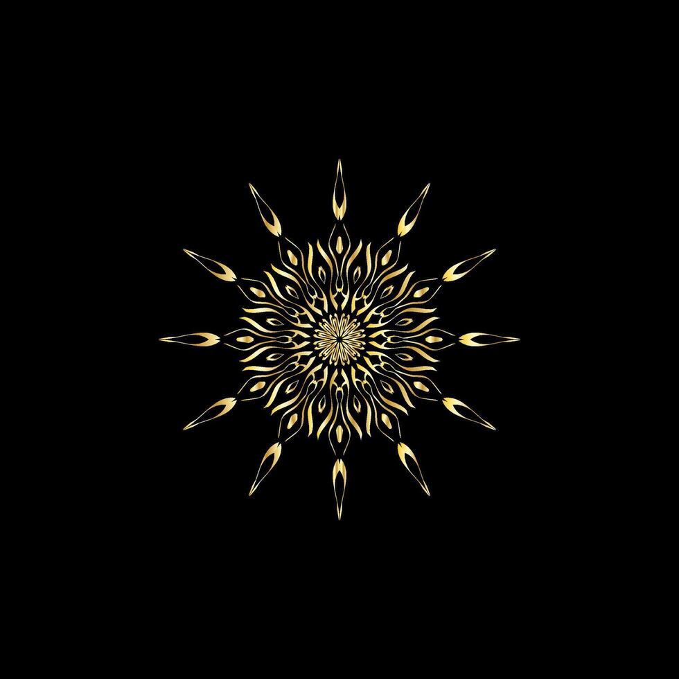 Mandala. Gold decorative element. Picture for coloring. Abstract circular ornament with stylized leaves vector